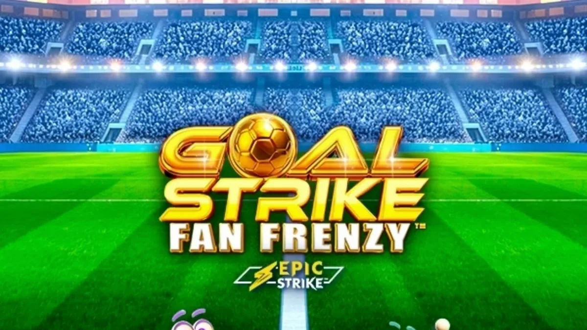 Isang makulay na stadium scene na may football theme para sa Goal Strike Fan Frenzy slot.